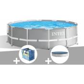 Kit piscine tubulaire Intex Prism Frame ronde 3,66 x 1,22 m + Bâche à bulles + Bâche de protection