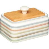 Kitchencraft - Classic Collection Beurrier avec couvercle, beige (céramique rayée), 15 x 11 x 9,5 cm