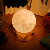 Lampe Lune 3D, Veilleuse LED Lampe Décorative avec Interrupteur Tactile USB Rechargeable Lampe de Nuit pour Chambre Salon Café Cadeau Anniversaire