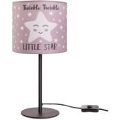 Lampe pour enfants Lampe de table Chambre d'enfant Lampe à motif étoile, E14 Noir, Rose (Ø18 cm) - Paco Home