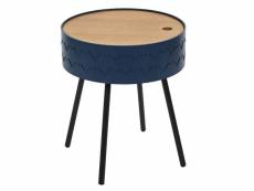 Lily - table coffre bleu nuit plateau aspect bois