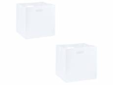 Lot de 2 boites de rangement en feutrine blanc felt, cube de rangement pliable, ouvert dim 32 x 32 x 32 cm, design moderne