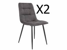Lot de 2 chaises de salle à manger coloris gris foncé en microfibre - dim : 55 x 44 x 86 cm -pegane-