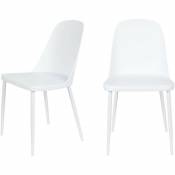 Lot de 2 chaises en résine et métal - Pip - Couleur - Blanc