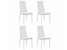 Lot de 4 chaises de salle à manger cuisine design élégant synthétique blanc cds021252
