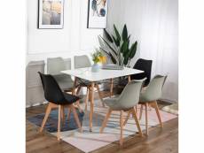 Lot de 6 chaises de salle à manger design contemporain scandinave-melange de couleurs 4 gris + 2 noir