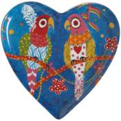 Maxwell & Williams Assiette en forme de cœur Love Hearts de Rainbow Girls avec motif de Parrots de Porcelaine, 15.5 cm - Bleu