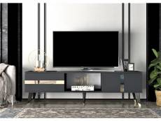 Meuble tv design vanda l150cm anthracite et bond or