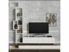 Meuble tv sena design 100 % panneau de particules plaqué mélaminé en couleur blanc