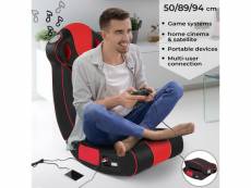 Miadomodo® fauteuil gaming à bascule - en simili cuir, haut-parleurs intégrés, avec système audio, ergonomique, pliable, rouge-noir - chaise à bascule