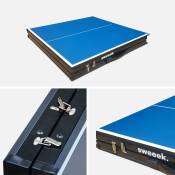 Mini table de ping pong pliable 150x75cm indoor bleue, avec 2
