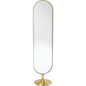 Miroir sur pied ovale en métal doré 170x40