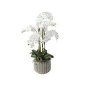Orchidée artificielle en pot blanche H85