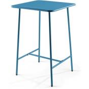 Oviala - Table haute de jardin carrée en acier bleu pacific - Palavas - Bleu Pacific