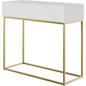Selsey - veldio - Table console - 90 cm - blanc avec pieds dorés