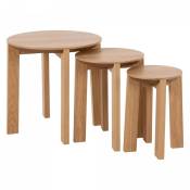 Set de 3 tables gigognes rondes en bois massif