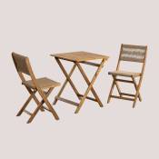 Sklum - Set de table et 2 chaises de Jardin pliantes Delawer Supreme Brun Blé - Brun Blé