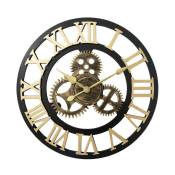 Style européen rétro créatif Horloge Murale Industrielle engrenage Art personnalité Salon décoration Horloge,or+noir,40cm - taupe