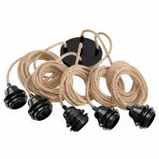 Suspension corde 5 cordons tissés ficelle noir 2.5m