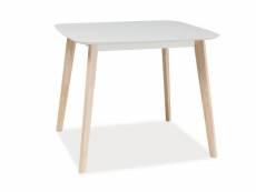 Table à manger en bois - 4 couverts - blanc et beige - l 90 x p 80 x h 75 cm