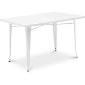 Table à manger rectangulaire - Design industriel - Métal blanc - Ashi Blanc - Acier - Blanc