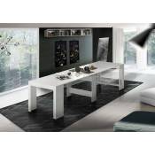 Table à rallonge Dguigo, Console extensible jusqu'à 12 places, Table avec support d'extension, 100% Made in Italy, 51/300x90h77 cm, Blanc brillant
