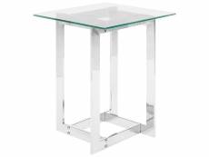 Table appoint argentée avec plateau en verre crystal