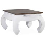 Table basse carrée bois massif de mindi blanc et marron Orpirest 60cm