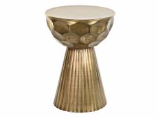 Table d'appoint ronde en métal coloris doré - diamètre 39 x hauteur 54 cm