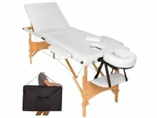 Table de massage 3 zones avec sac de transport blanche