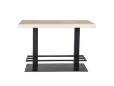 Table haute rectangulaire 140x80cm bois clair et métal