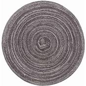 Tapis d'isolation de la famille ramie mat rond tapis de table tapis de cuisine accessoires decoration tapis de la (Noir)