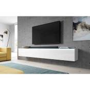 Tv lowboard Bargo w200 x h34 x t32 avec led white matt / glossy white - Weiß - Furnix