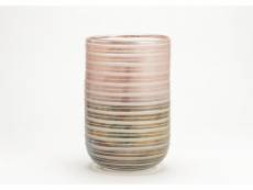 Vase modica 20x20x36 cm rose et or en verre