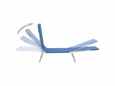Vidaxl chaises longues pliables 2 pcs acier et tissu bleu 44299