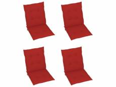 Vidaxl coussins de chaise de jardin 4 pcs rouge 100 x 50 x 3 cm 47559