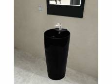 Vidaxl vasque à trou de trop-plein|robinet céramique noir pour salle de bain 141943