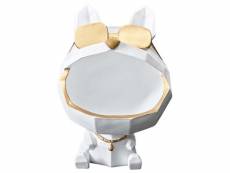 Vide poche chien lunettes dorées origami blanc et doré