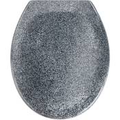 Wenko - Abattant wc avec frein de chute Premium Ottana Granit, abattant wc clipsable avec fixation en acier inox, Fix-Clip, Duroplast, 37.5 x 44.5