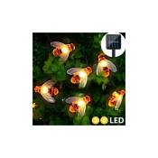 Abeille Guirlandes, 6.5m Énergie solaire 30 LEDs Lumière extérieure, Imperméable Lumières féériques, Bumble Bee Forme Décor Lumière Pour Extérieur,