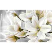 Affiche fleurs blanches et scintillement - 60x40cm - made in France - Gris