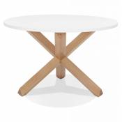 Alterego Table ronde design 'MARVEL' blanche et chêne