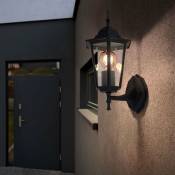Applique murale d'extérieur, noire, lanterne, éclairage de porte d'entrée, lampe de jardin, verre aluminium, LxH 17x36 cm