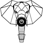 Applique murale origami tête d'éléphant Apertura 45x45cm Bois et Métal Noir - Noir