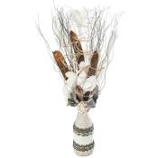 Atmosphera - Composition florale artificielle - vase en osier - H50 cm créateur d'intérieur - Gris