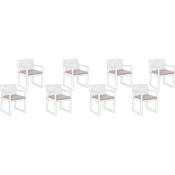 Beliani - Lot de 8 Coussins d'Assise pour Chaise de Jardin 46 x 46 cm en Tissu Imperméable Beige Taupe Gris