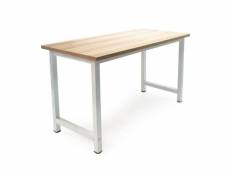 Bureau ordinateur pc table de travail meuble cuisine 120 cm métal marron helloshop26 16_0000743