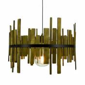 C-Création - Suspension en bois exotique AMARANTE pour utilisation en intérieur - Style Scandinave - D60 cm - 1 lumière 8W, douille E27 - ampoule(s)
