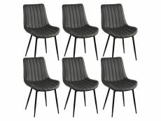 Carolann - lot de 6 chaises grises métal et pvc