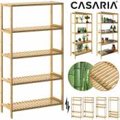 Casaria - tagère de rangement en bambou 130x60x26 cm 5 niveaux réglables en hauteur